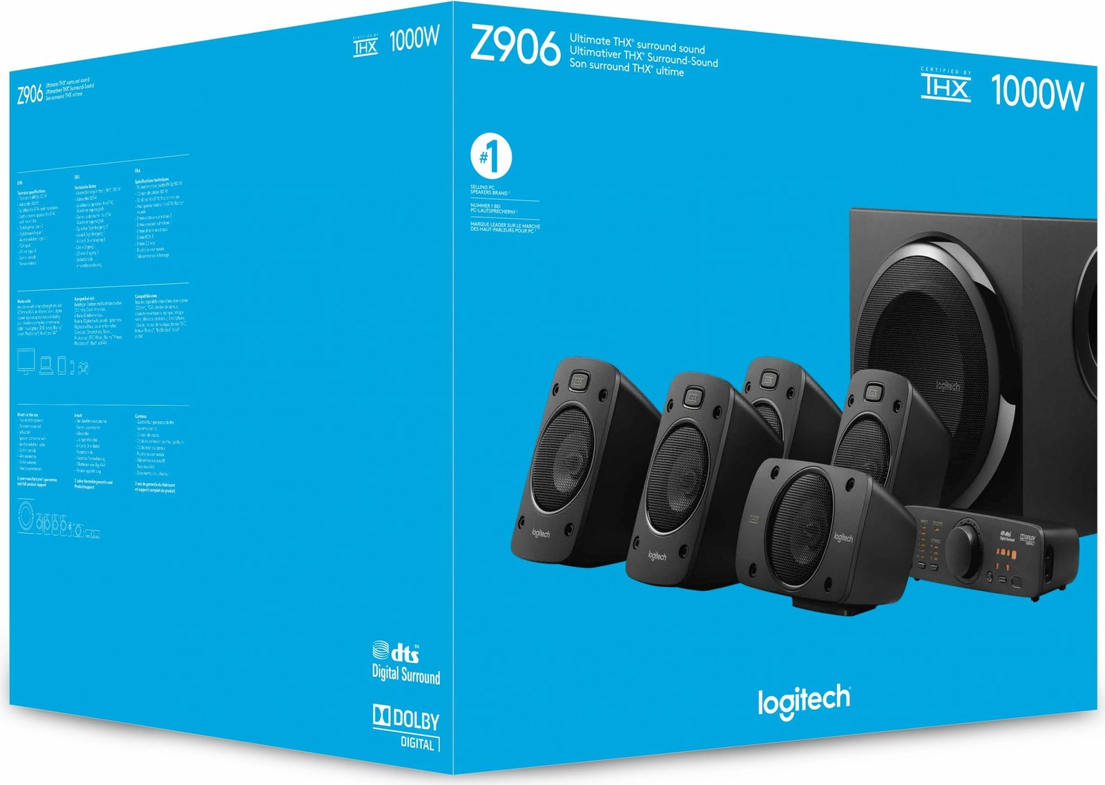 Bokse surround sound Logitech Z906, 5.1 kanale, 500 W, 1000 W, IR, të zeza Bokse surround sound Logitech Z906, 5.1 kanale, 500 W, 1000 W, IR, të zeza