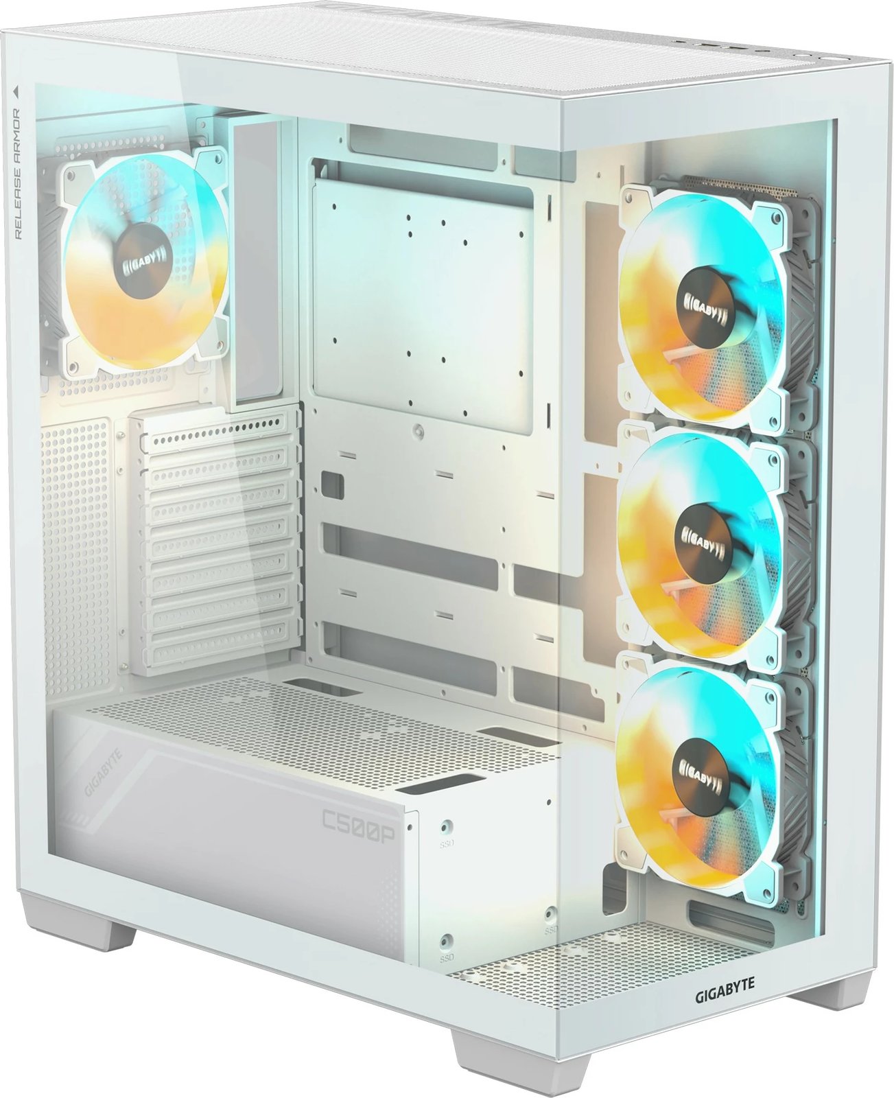Kasë Gigabyte C500 Panoramic Stealth, Midi Tower, PC, ATX, Mini-ATX, Mini-ITX, e bardhë