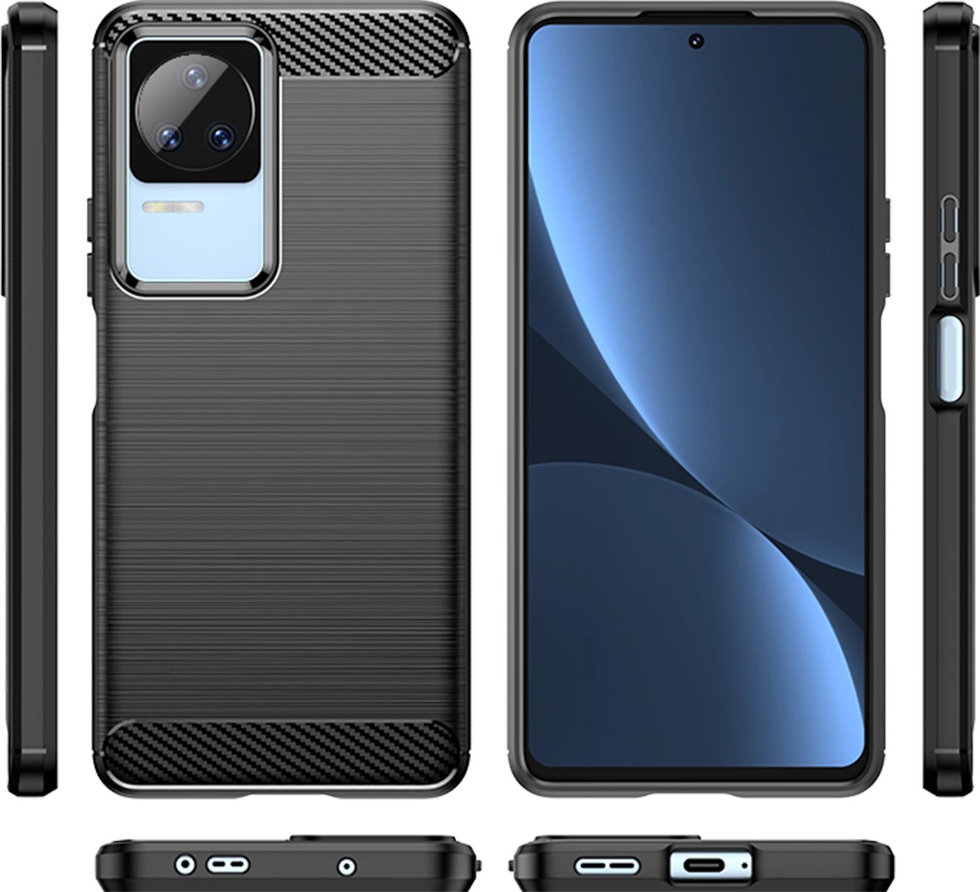 Mbështjellës Hurtel Carbon Case për Xiaomi Poco F4 5G, i zi
