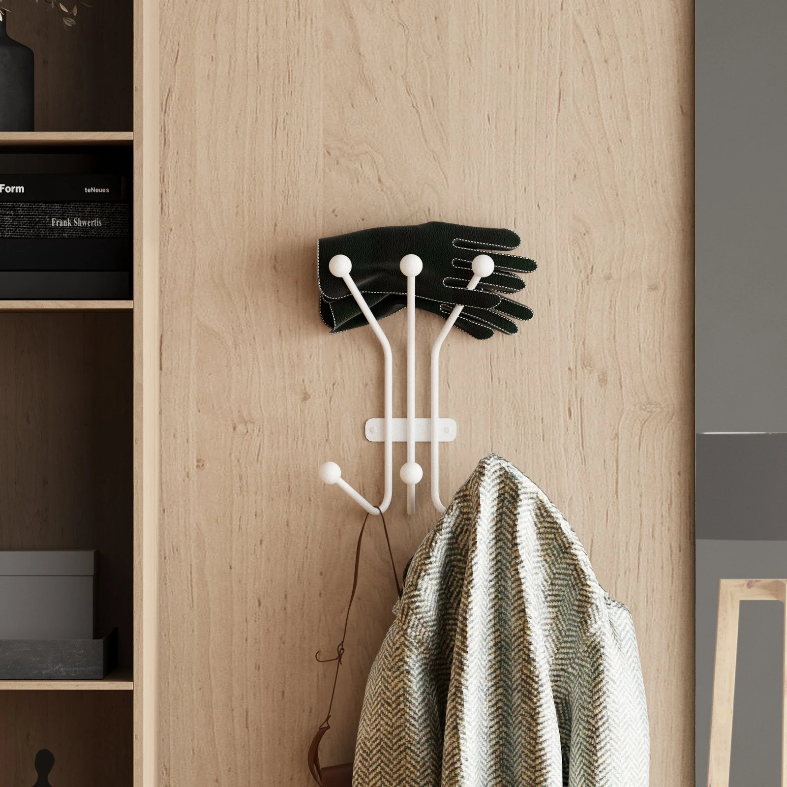 Varëse muri metalike Wallity, Ant-B, e bardhë, 23x13x30cm