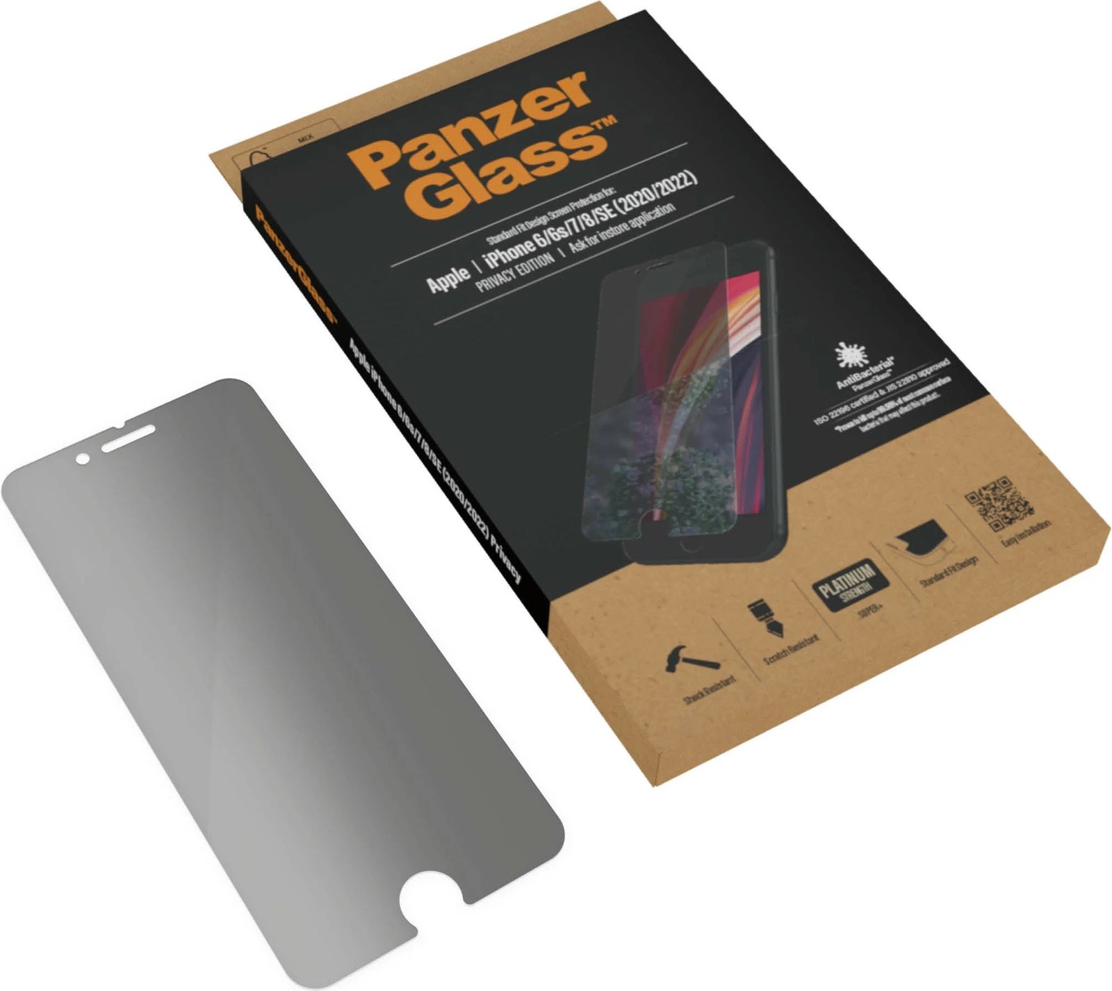 Mbrojtës ekrani PanzerGlass Privacy për iPhone 6/7/8/SE 2020/22, transparent