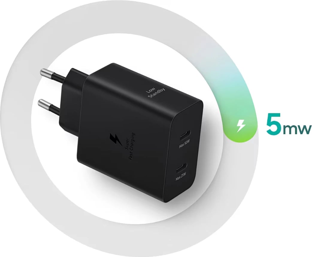 Karikues muri Samsung Power Adapter Duo EP-T5020XBEGEU, 2x USB-C, 50W, i zi