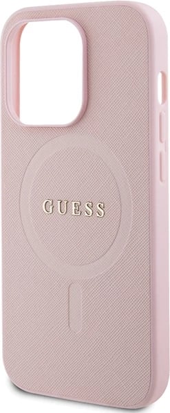 Mbështjellës Guess GUHMP14XPSAHMCP për iPhone 14 Pro Max, Saffiano MagSafe, rozë