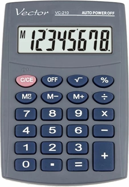 Kalkulator xhepi Vector KAV VC-210III, 8 shifra, gri