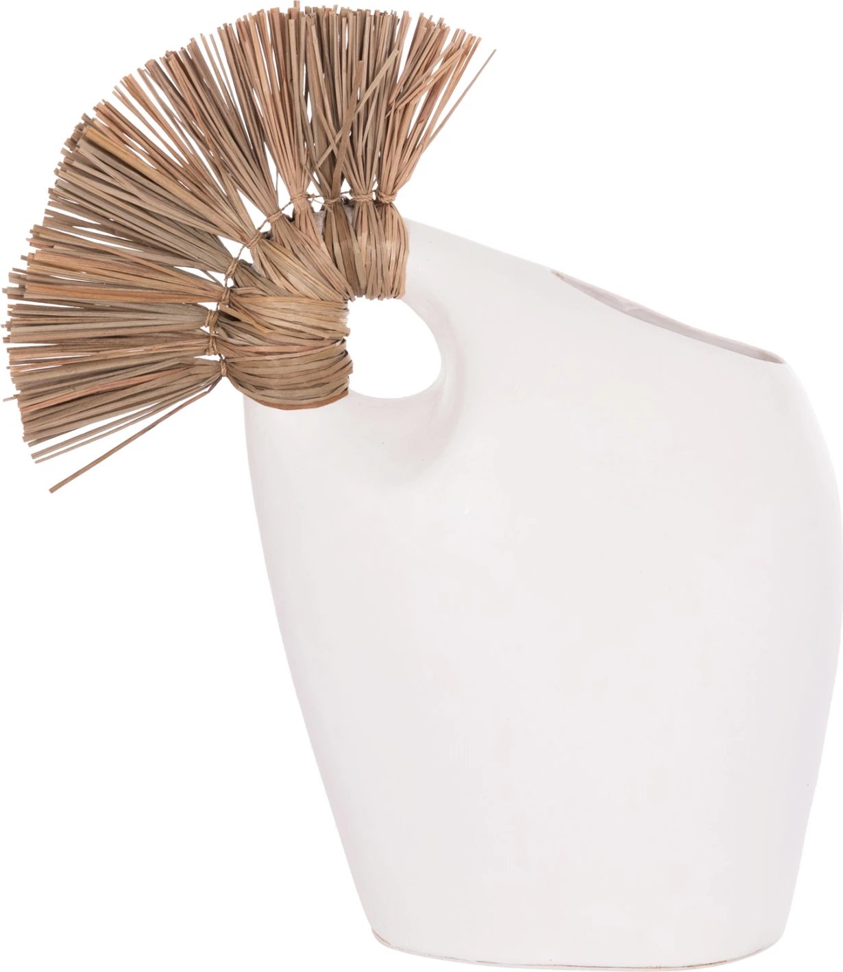 Vazo dekorative tavoline ALICA2, terrakotë e bardhë, dorezë me bar, 44x18x50cm