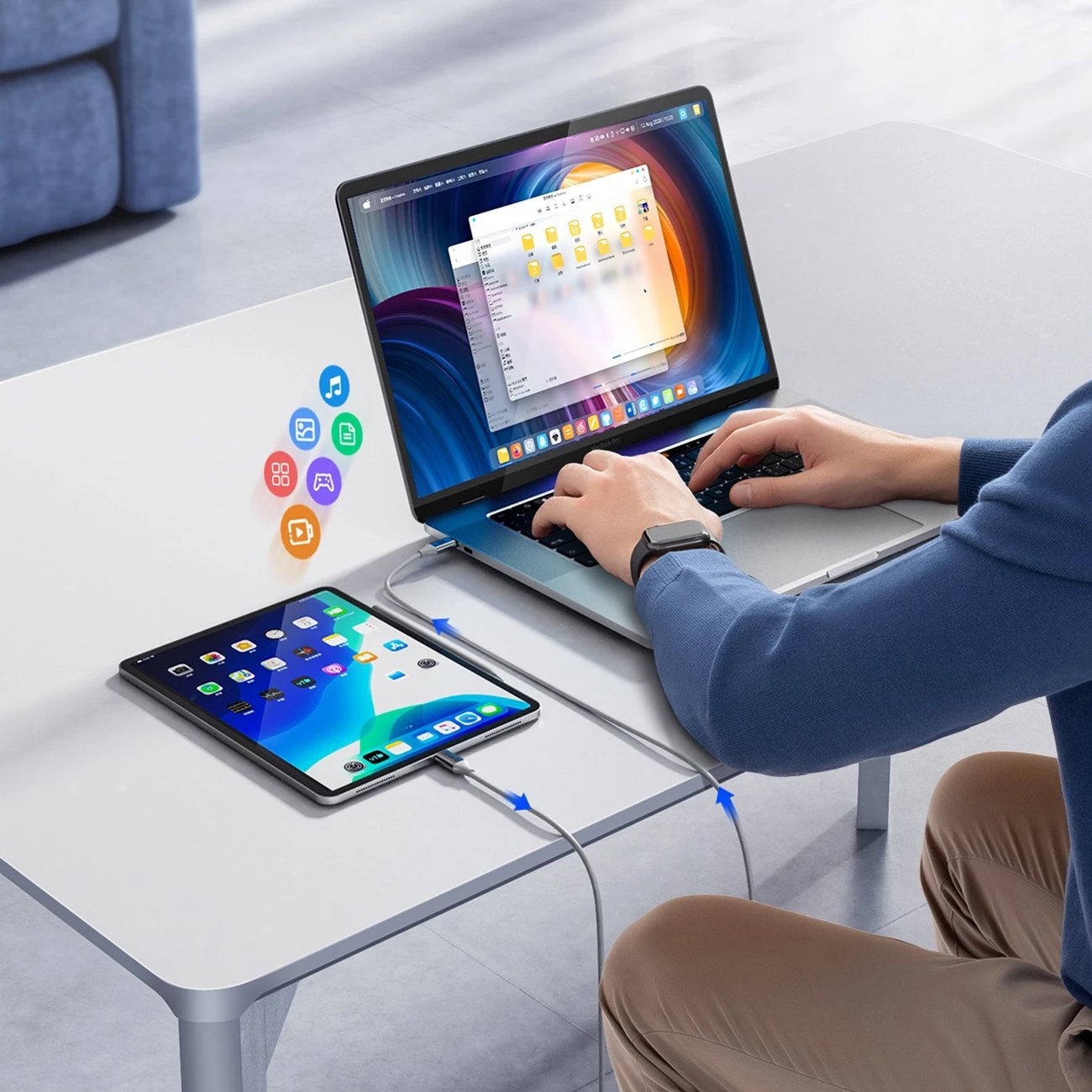 Kabllo USB-C në USB-C Orico CDX, 1m, 60W, 3A, e bardhë