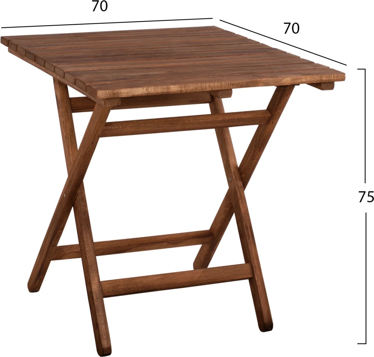 Tavolinë regjisori Limnos 70x70x75cm dru i fortë ngjyrë arre FH5648.01
