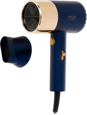 Tharëse flokësh, Adler, AD 2280, 1800 W, 2 shpejtësi 3 temperatura, me koncentrator, gold/navy blue