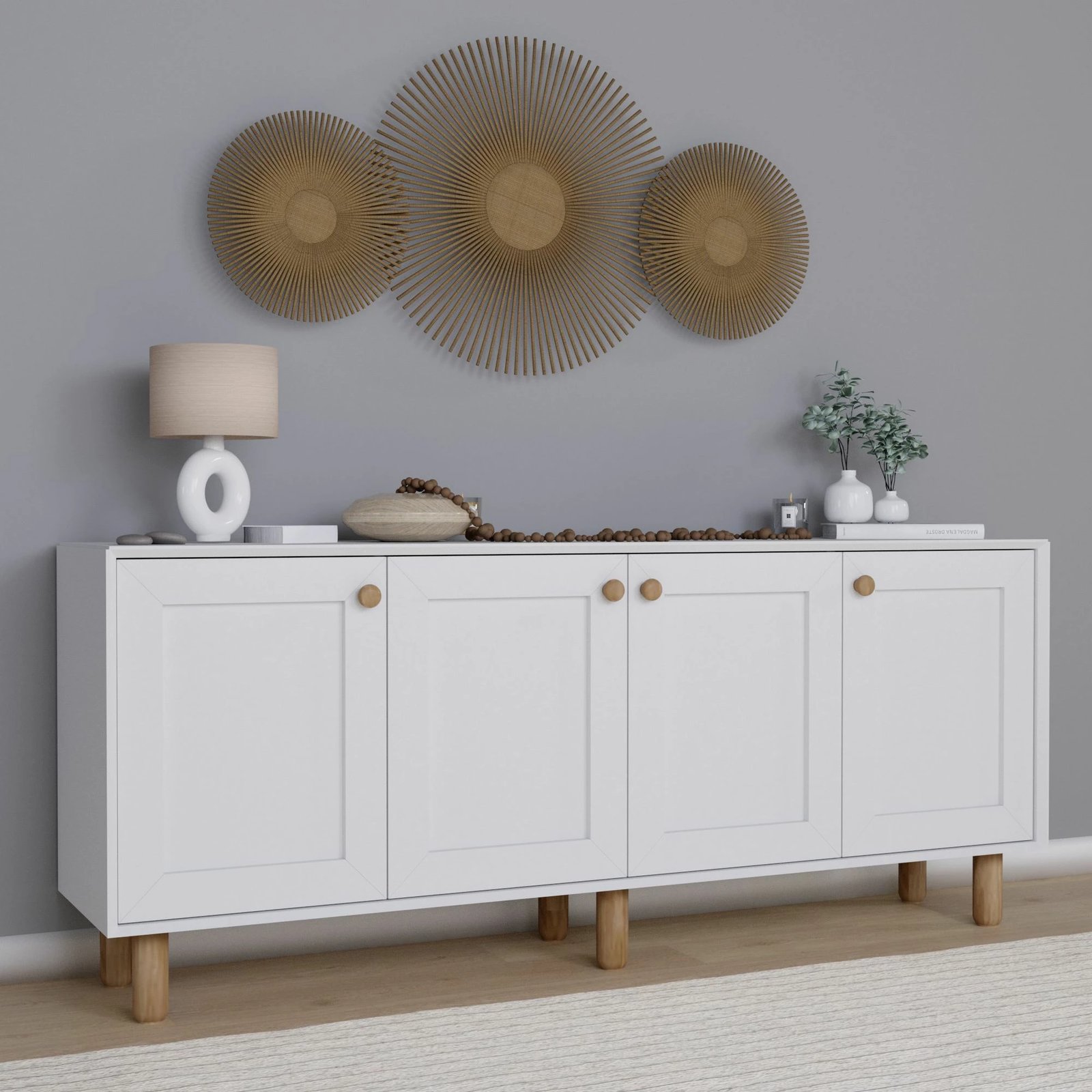 Konsol Skye Decor, ngjyrë e bardhë, 180x75x40 cm