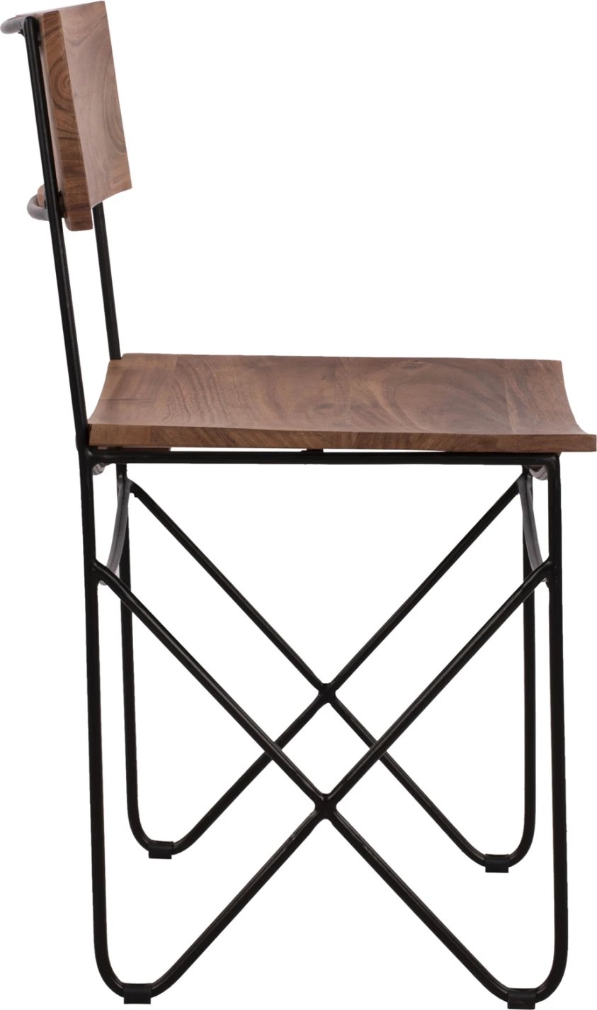 Karrige prej druri të ngurtë akacie dhe metali, ngjyrë natyrale, 46x51x84 cm, FH8180.11