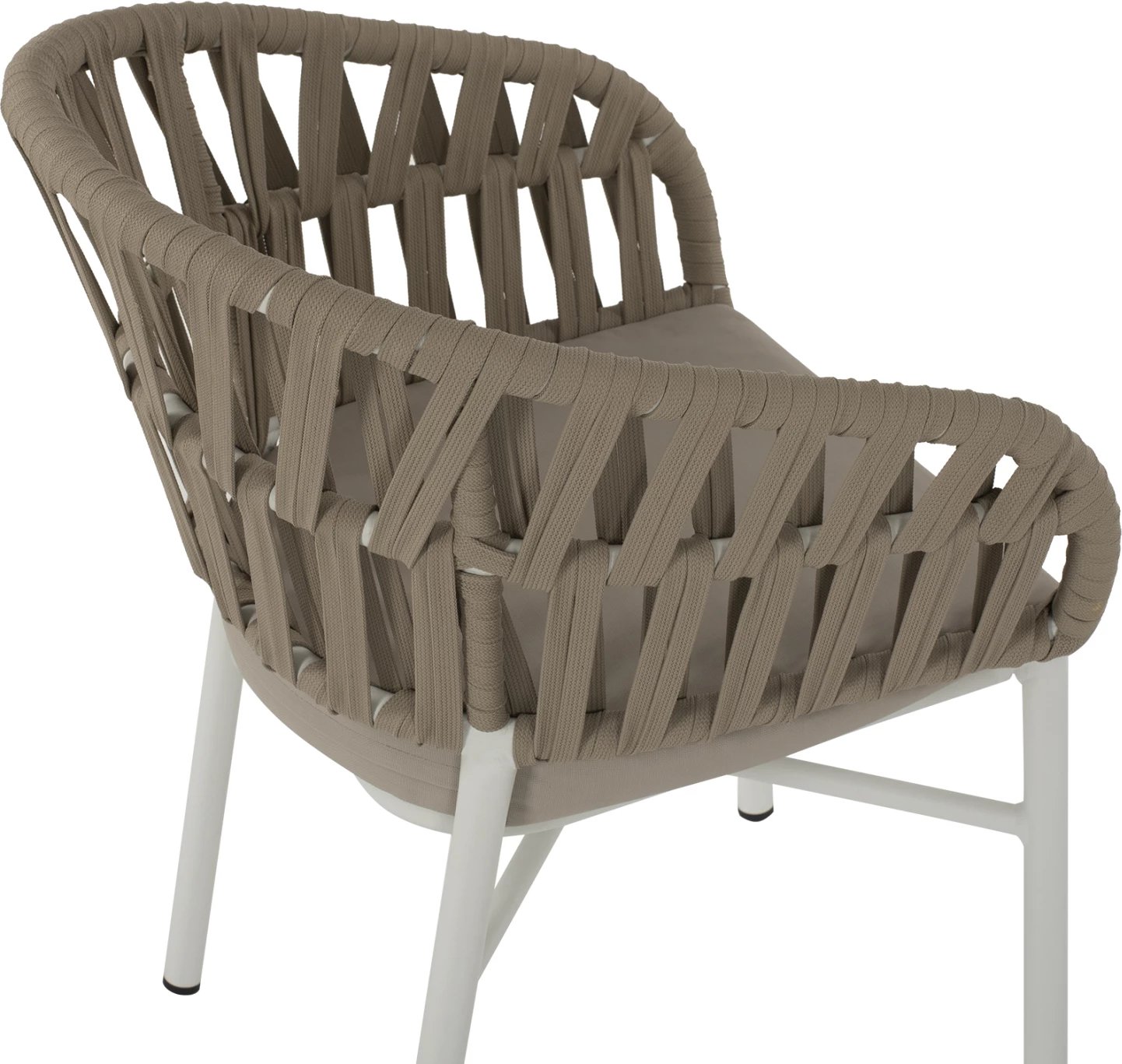 Karrige alumini e bardhë me litar bezhë 57x56x78 cm.FH5857.02