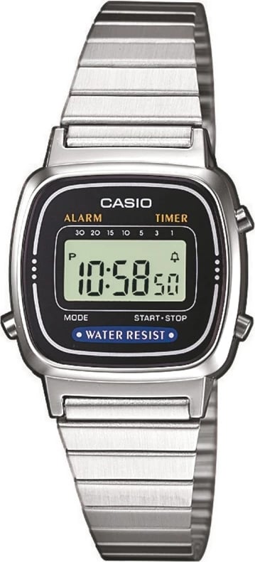 Orë dore Casio ICONIC MINI STEEL për femra, e zezë