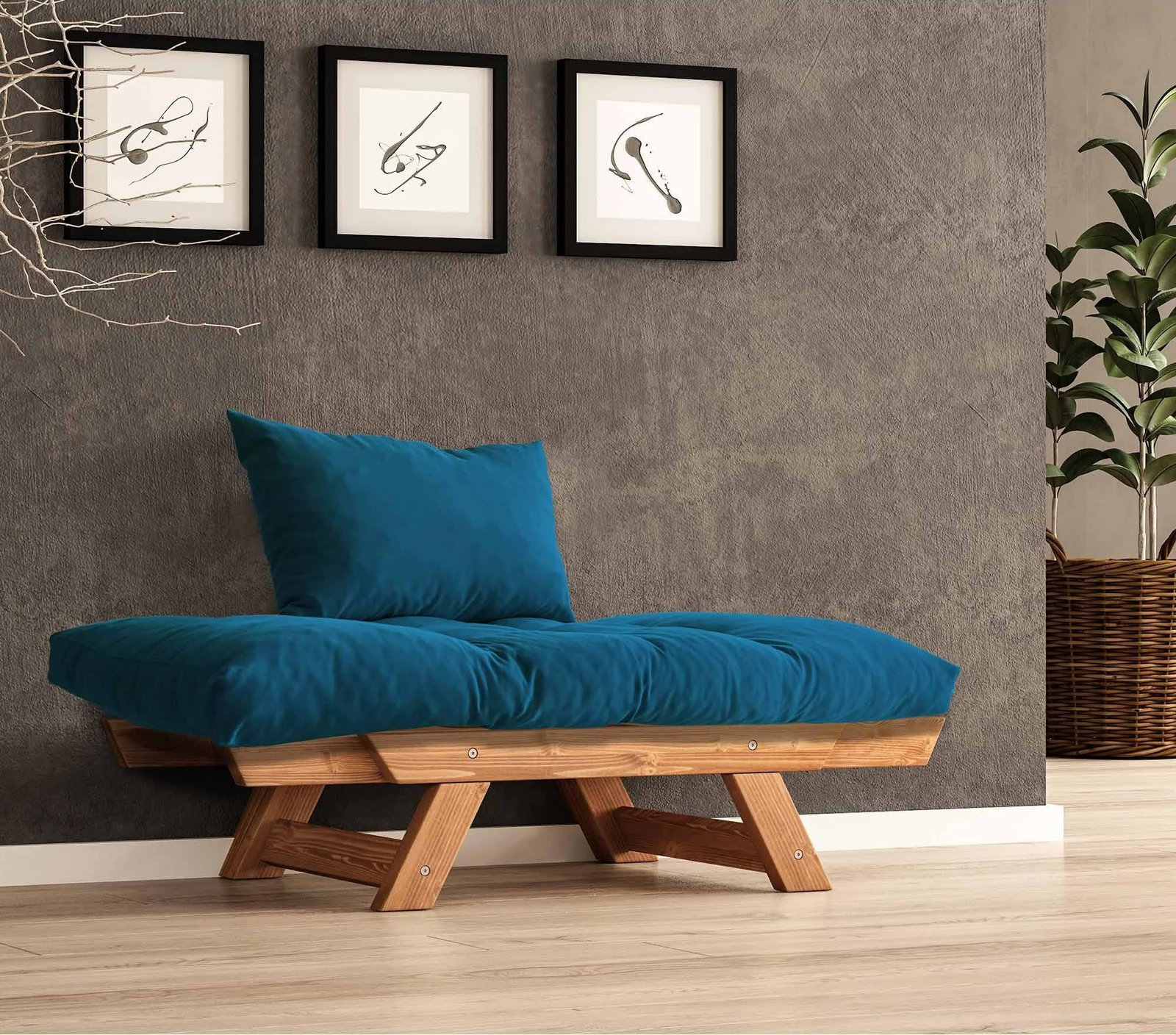 Karrige për kopsht, një vend, ngjyrë teak dhe blu, Skye Decor, CPT8156-140