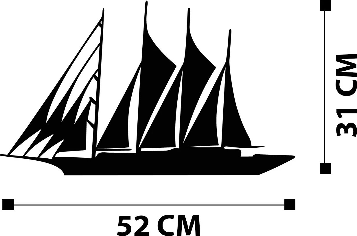 Aksesor dekorativ metalik për mur, Wallity, velierë