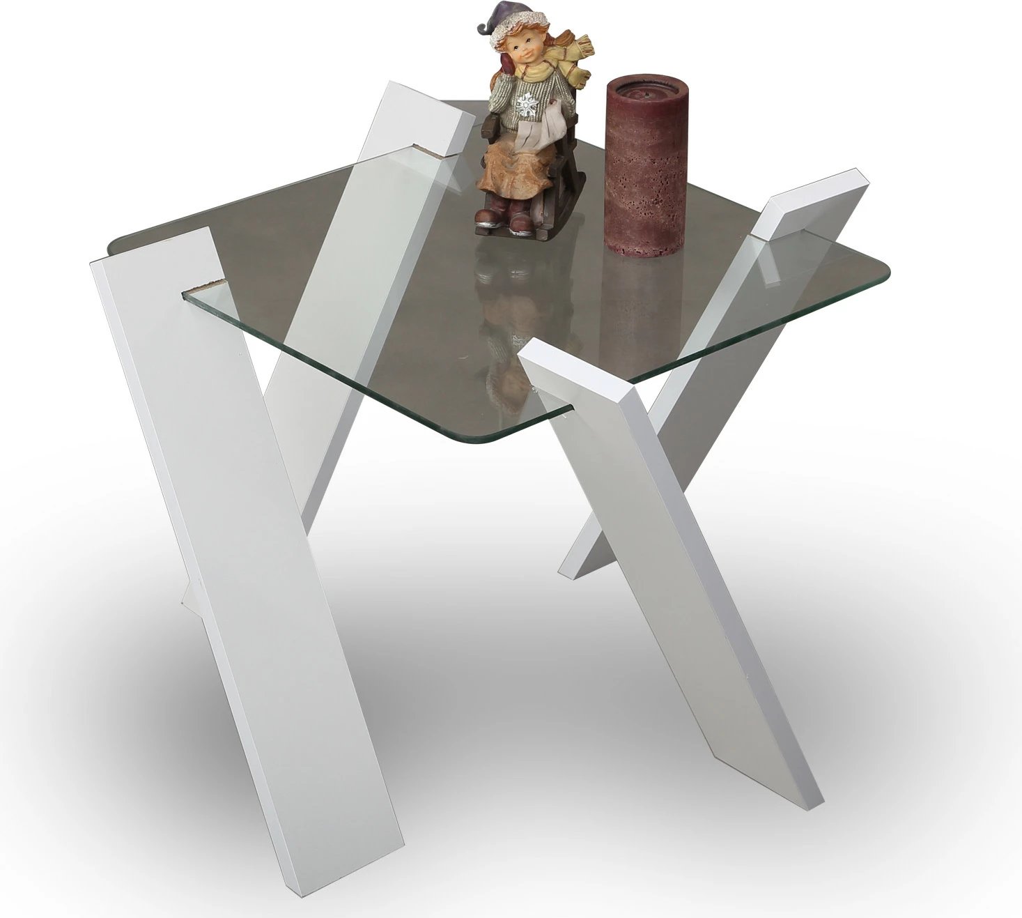 Tavolinë kafeje Hanah Home, Roman Mini, ngjyrë e bardhë shkëlqyese