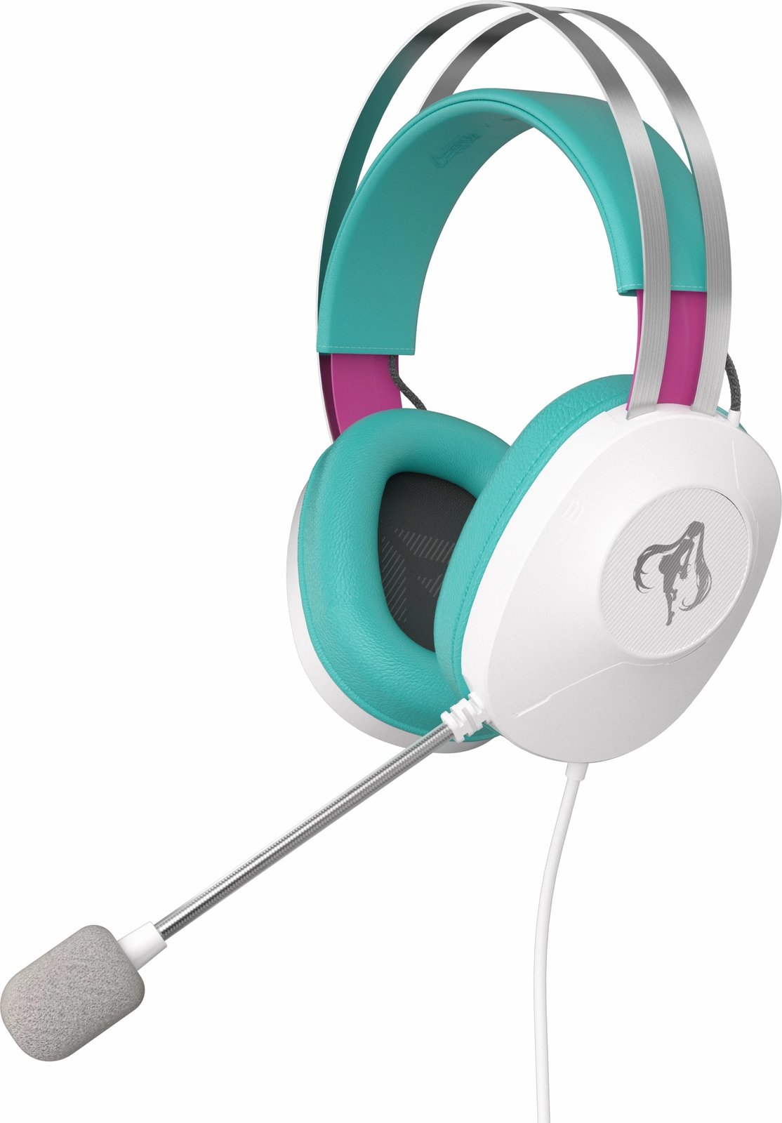 Kufje gaming ASUS TUF Gaming H1 Gen II Hatsune Miku Edition, me mikrofon, për PS5, bardhë/kaltër