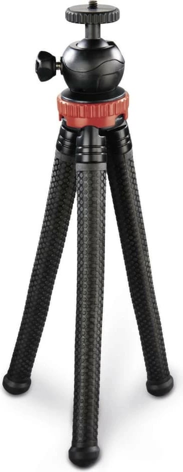 Tripod mini Hama Flexpro 3-në-1, 27cm, i kuq/zi