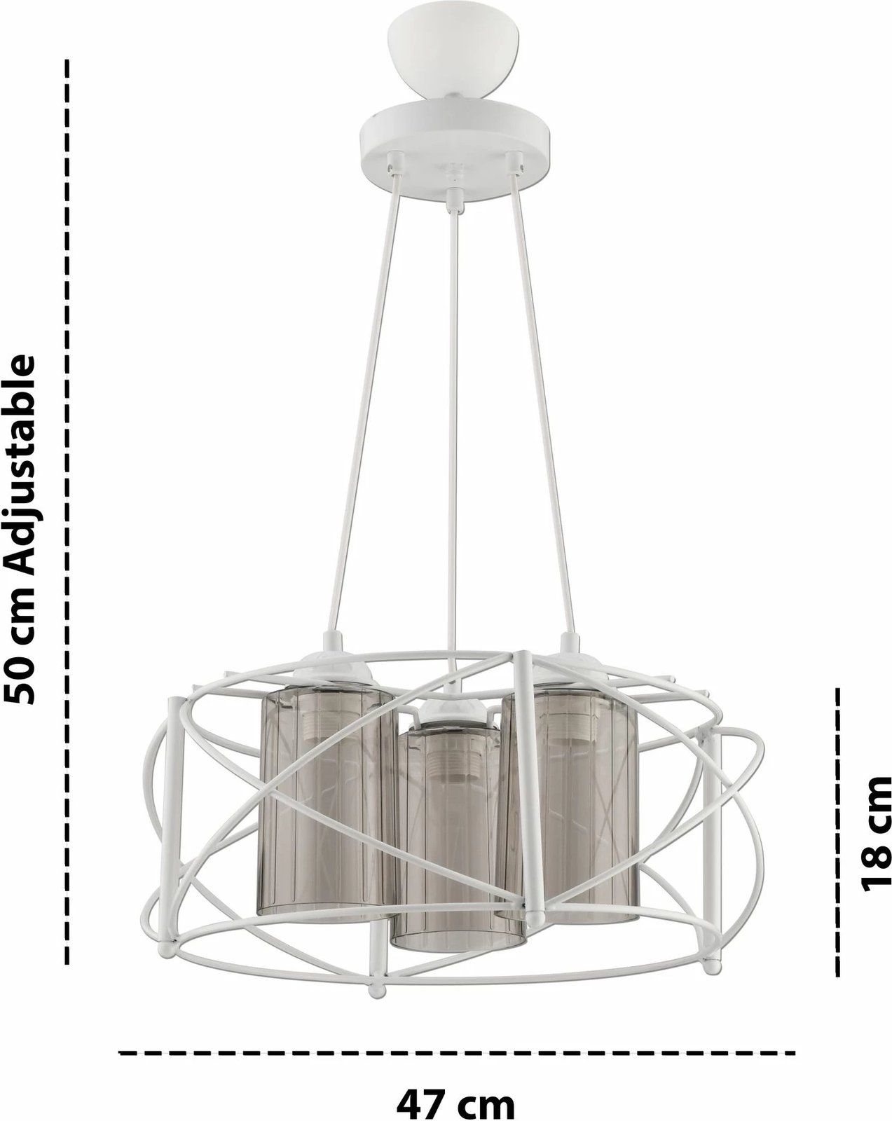 Llambë tavani Opviq, xham Dratkruh, e bardhë dhe gri