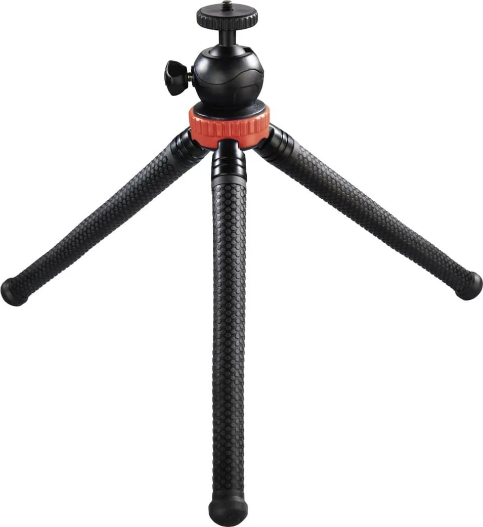 Tripod mini Hama Flexpro 3-në-1, 27cm, i kuq/zi