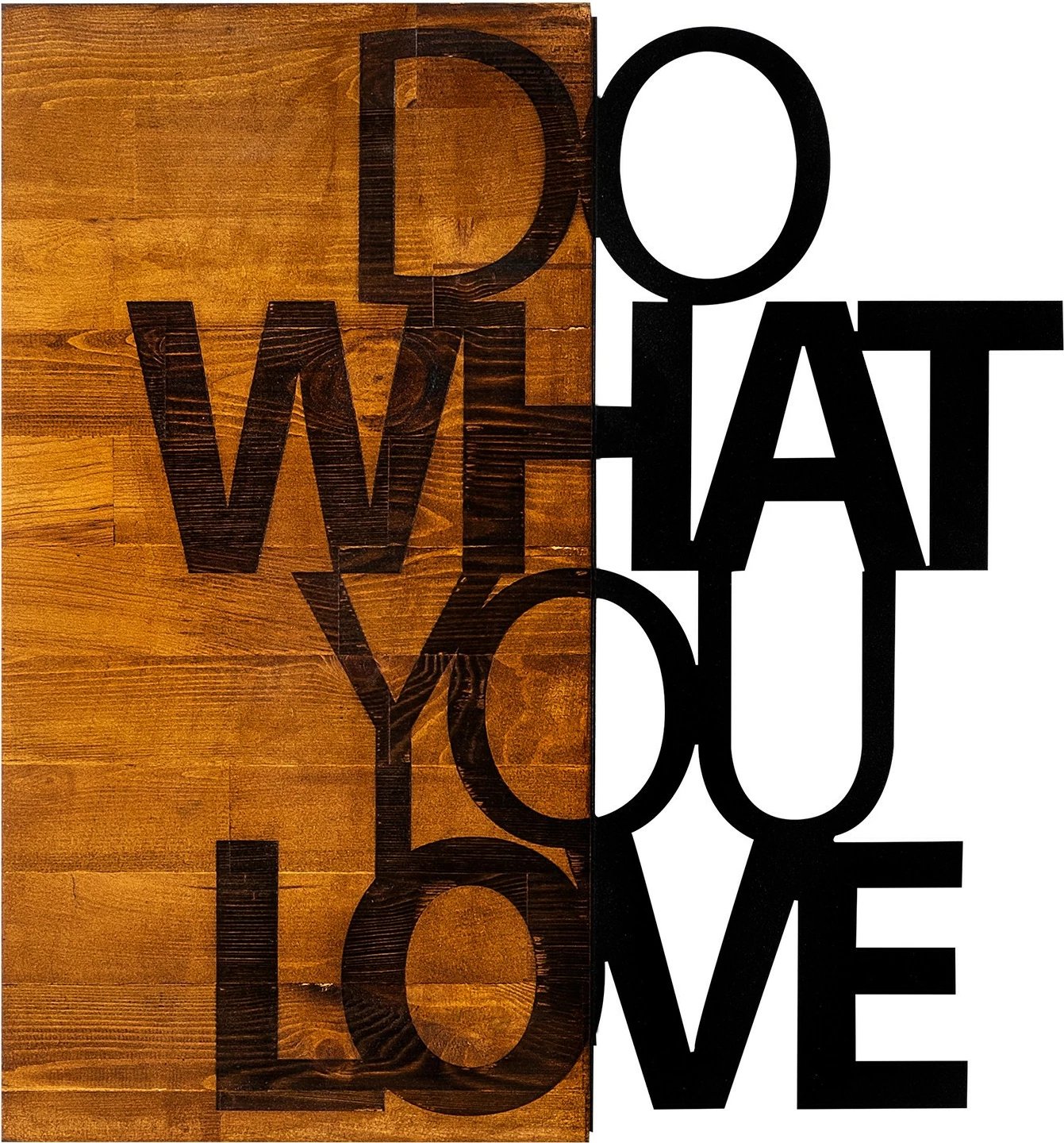 Aksesor dekorativ për mur, dru dhe metal, ngjyrë arre dhe e zezë, 54x58cm, Wallity, Do What You Love