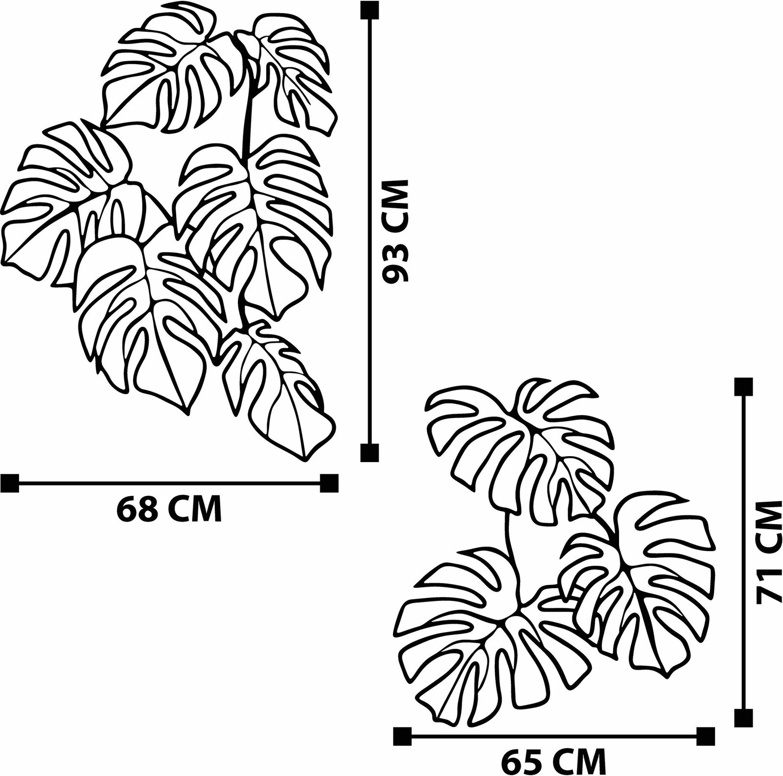 Aksesor dekorativ metalik për mur, Spirit Leaf, Wallity, ngjyrë e zezë, set 2 copë