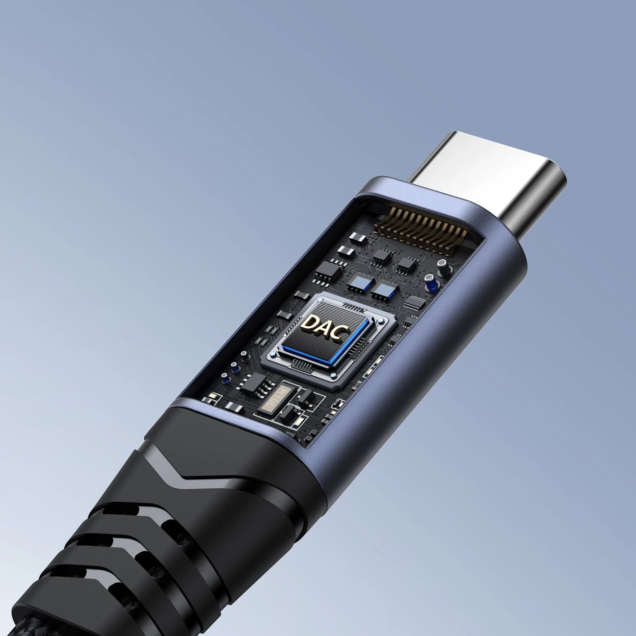 Adapter 2-në-1 Joyroom SY-C02, USB-C në USB-C/3.5mm mini jack, i zi