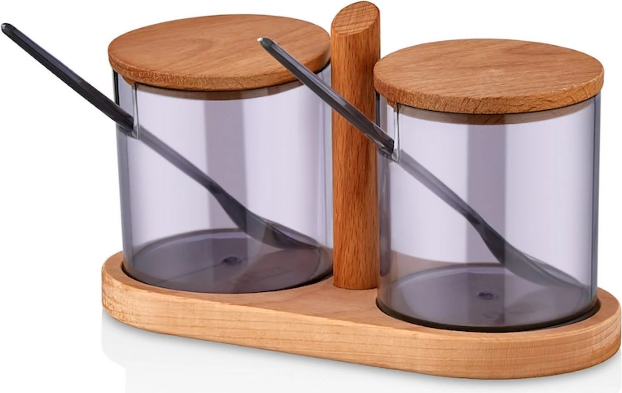Set kavanozash për erëza me raft kuzhine, ngjyrë druri dhe vjollcë, Hermia Concept, 606