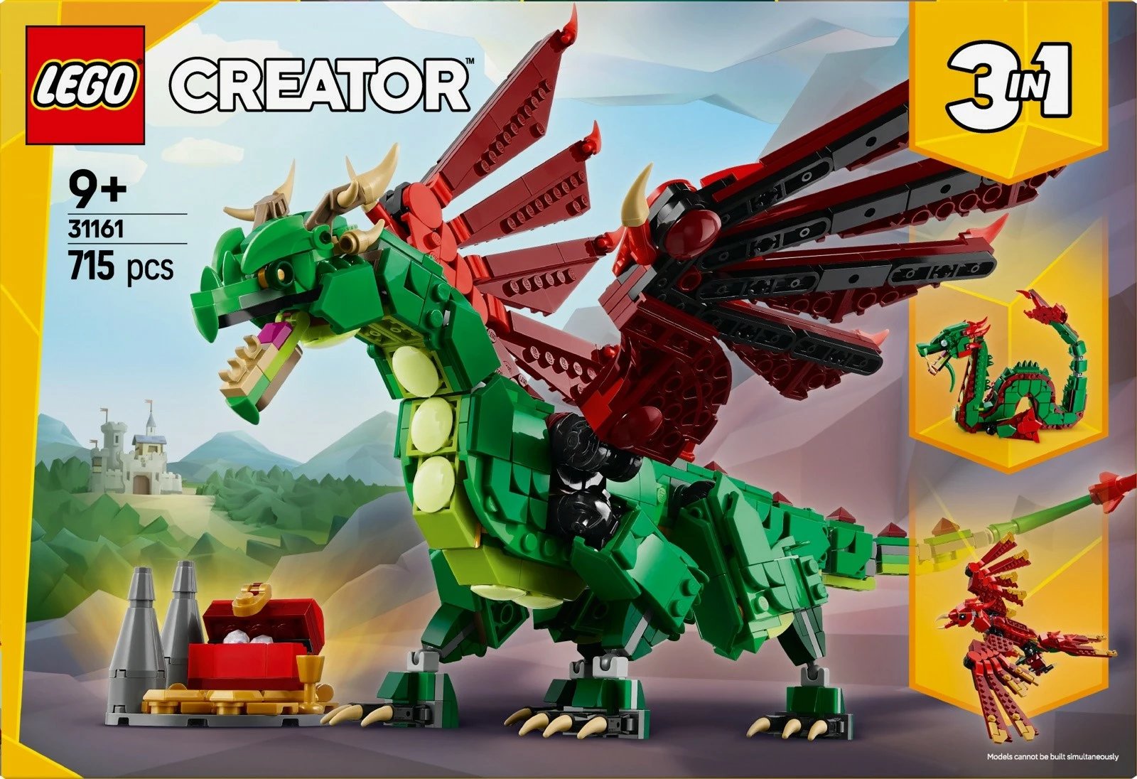 Set ndërtimi LEGO Creator 3-in-1 Medieval Dragon 31161, 715 pjesë, për fëmijë 9+
