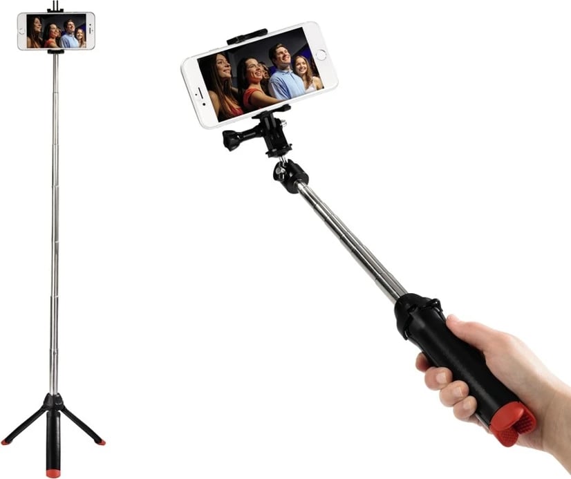 Tripod Hama Multi 4-in-1, 4601, mini, 20-90 cm, i zi me të kuqe