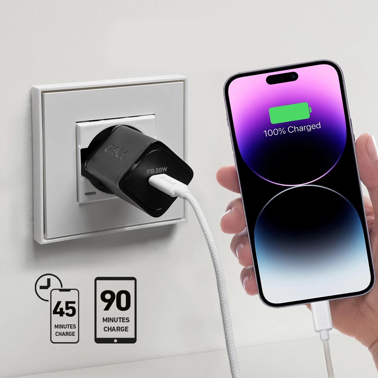 Karikues muri SBS TETRGAN1C20K, 20W, USB-C, GaN, i zi