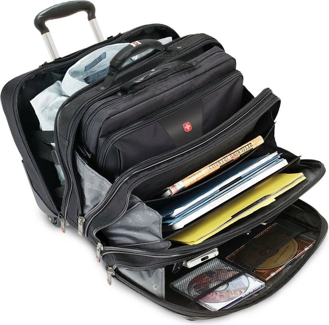 Set biznesi 2 pjesësh Wenger Patriot, trolley 17 inç me çantë notebook 15.4 inç, e zezë