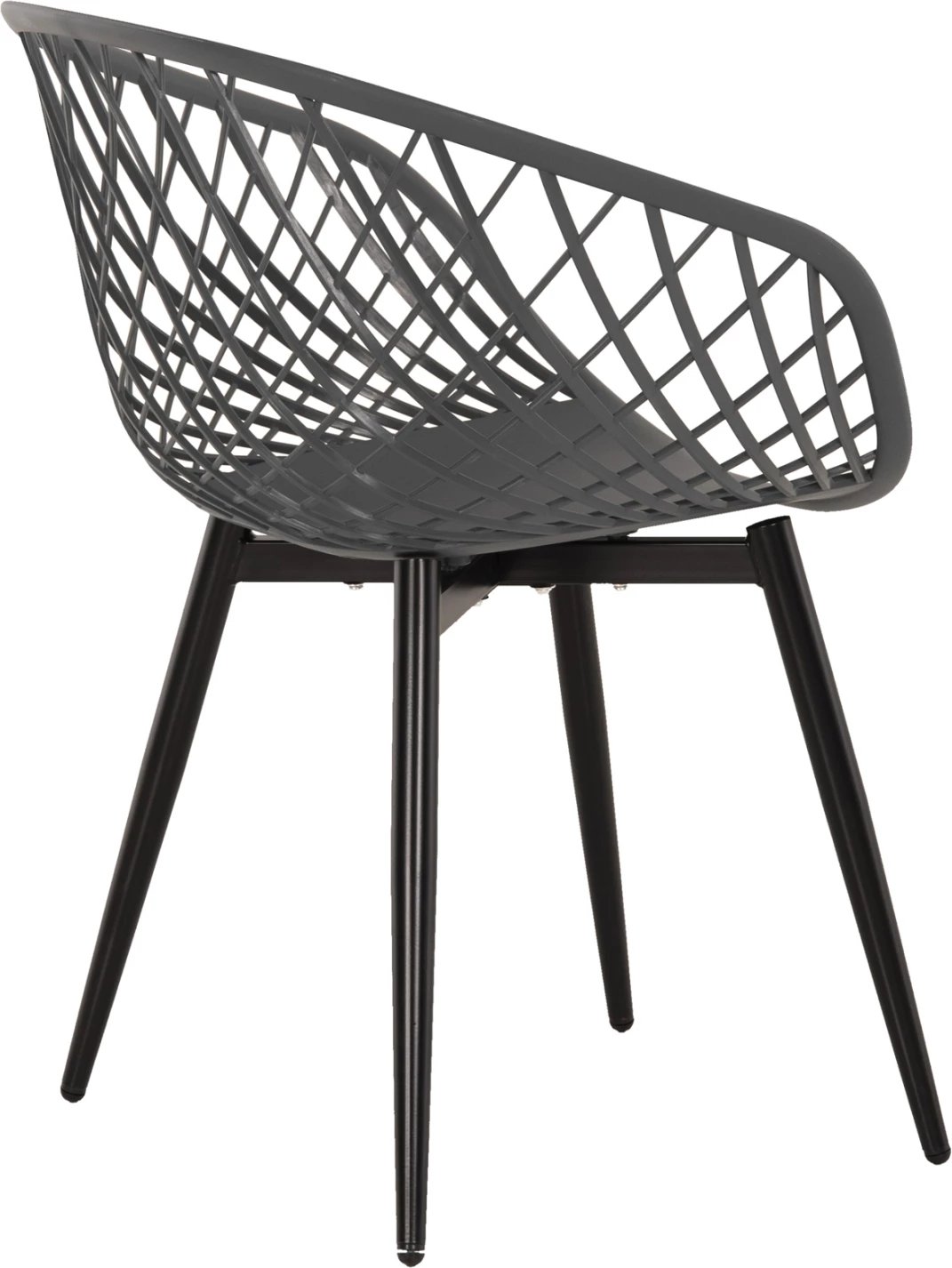 Karrige me krahë ARIADNE FH8001.30, ngjyrë gri, polipropilenë, këmbë metali të zeza, 63x56x80H cm, set prej 4 copë