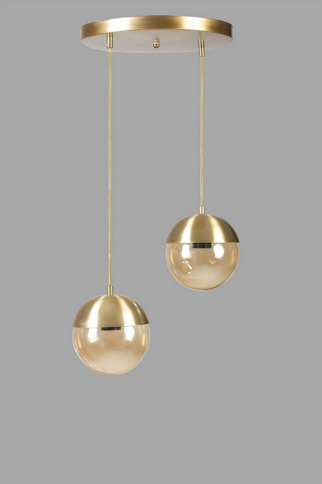 Llambë tavani Opviq, dy sfera, metalik, ngjyrë ari, balonë qelqi