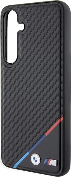 Mbështjellës BMW BMHMS24S23PUDTK Carbon Tricolor Line MagSafe për Samsung Galaxy S24, i zi