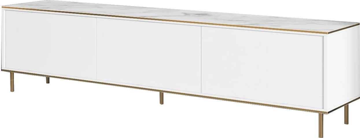 Komodë për TV Hanah Home, Imaj, mermer i bardhë, ari