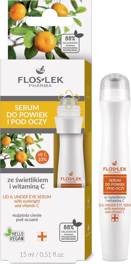 Serum për sy Floslek me vitaminë C dhe aplikator metalik, për femra, 15ml