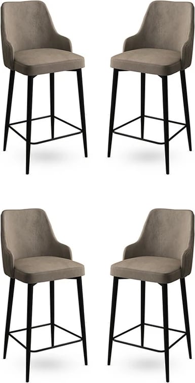 Set karrigesh për bar (4 copë), Hanah Home, Enox - kapuçino, e zezë