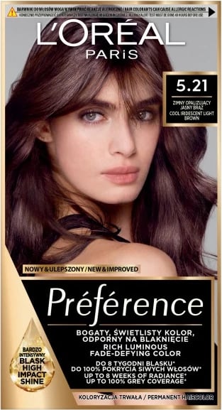 Ngjyrë për flokë për femra L'Oreal Paris Preference 5.21 Light Brown