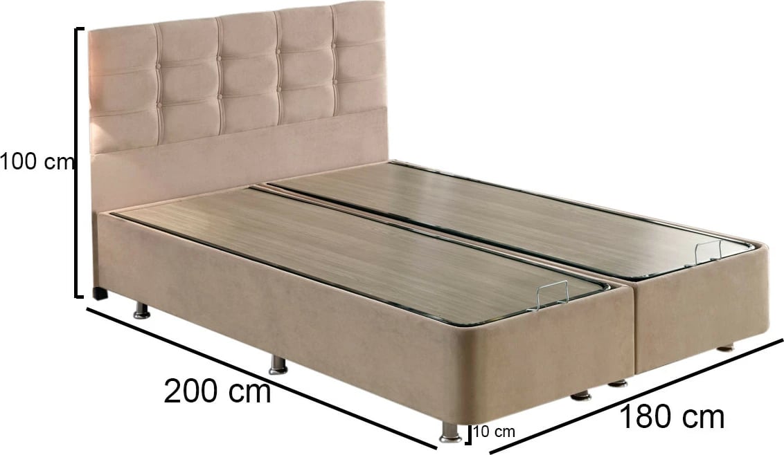 Bazë dhe shtrat dopio me taban, Hanah Home, Ela Double, ngjyrë kafe e çelët, 180x200