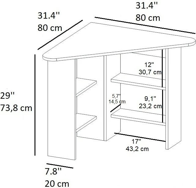 Tavolinë këndi për studim Hanah Home, ngjyrë lis safir