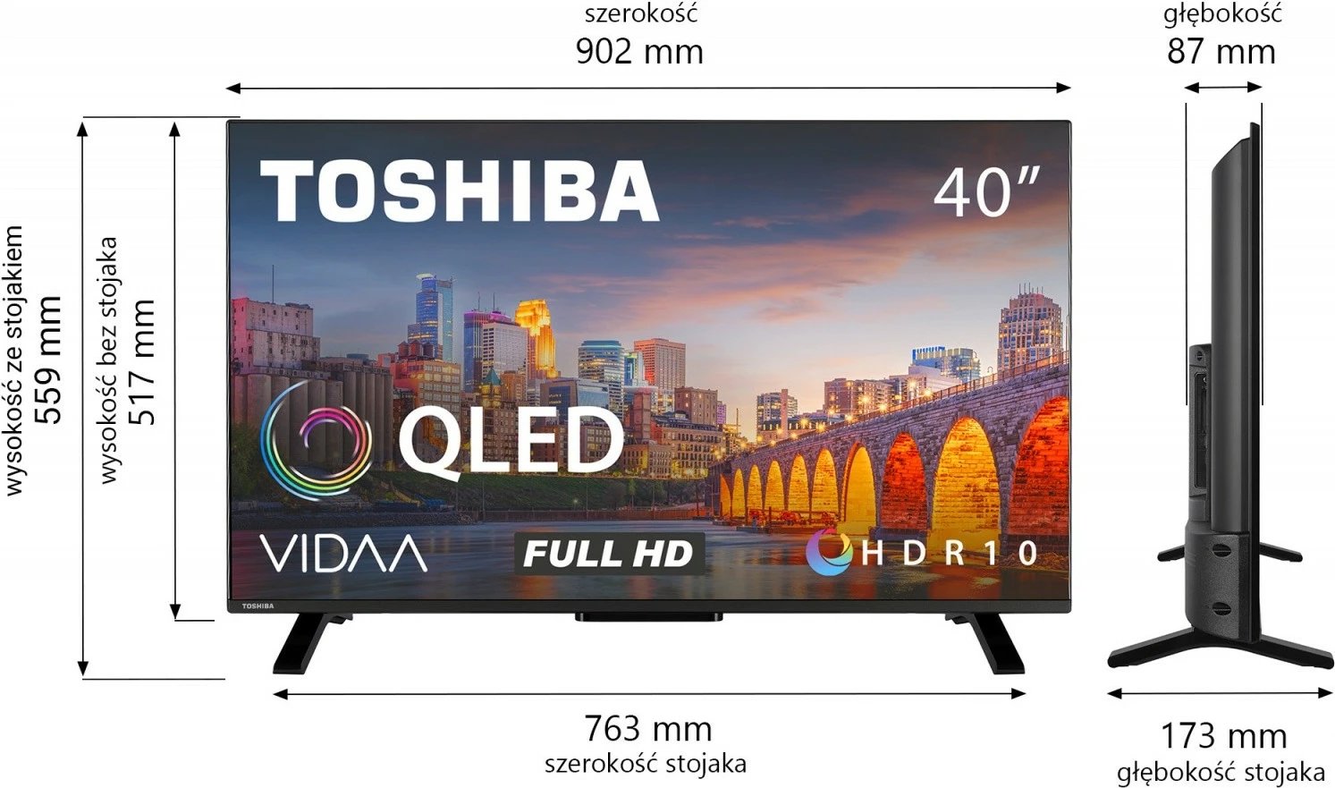 Televizor Toshiba QLED 40QV2F63DG, 40 inç, Full HD, Smart TV, i zi