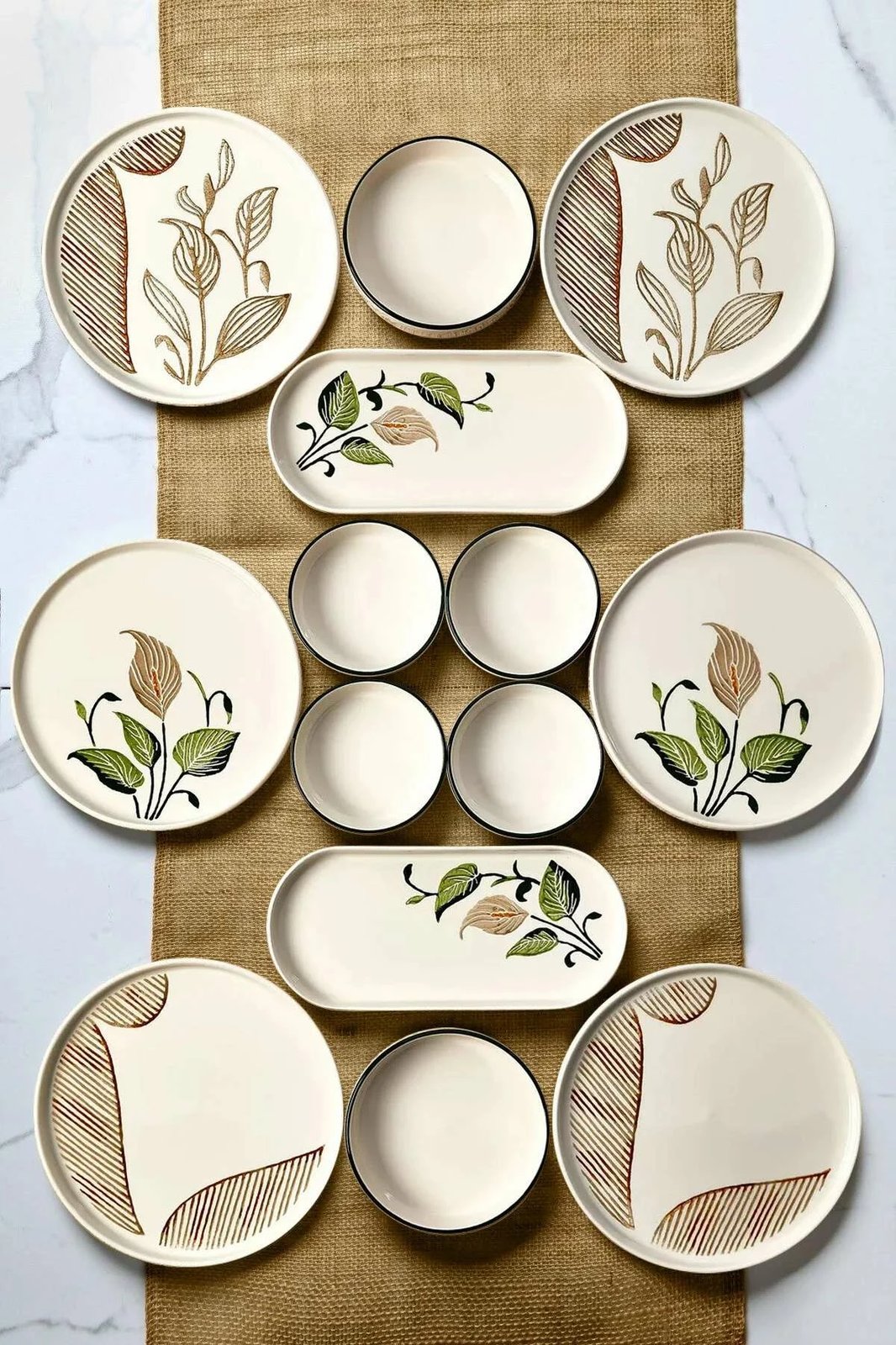 Set mëngjesi 14 pjesësh, Hermia Concept, MCH10979, kafe dhe e gjelbër