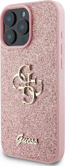 Mbështjellës Guess Fixed Glitter Big 4G për iPhone 16 Pro, Rozë Mbështjellës Guess Fixed Glitter Big 4G për iPhone 16 Pro, Rozë