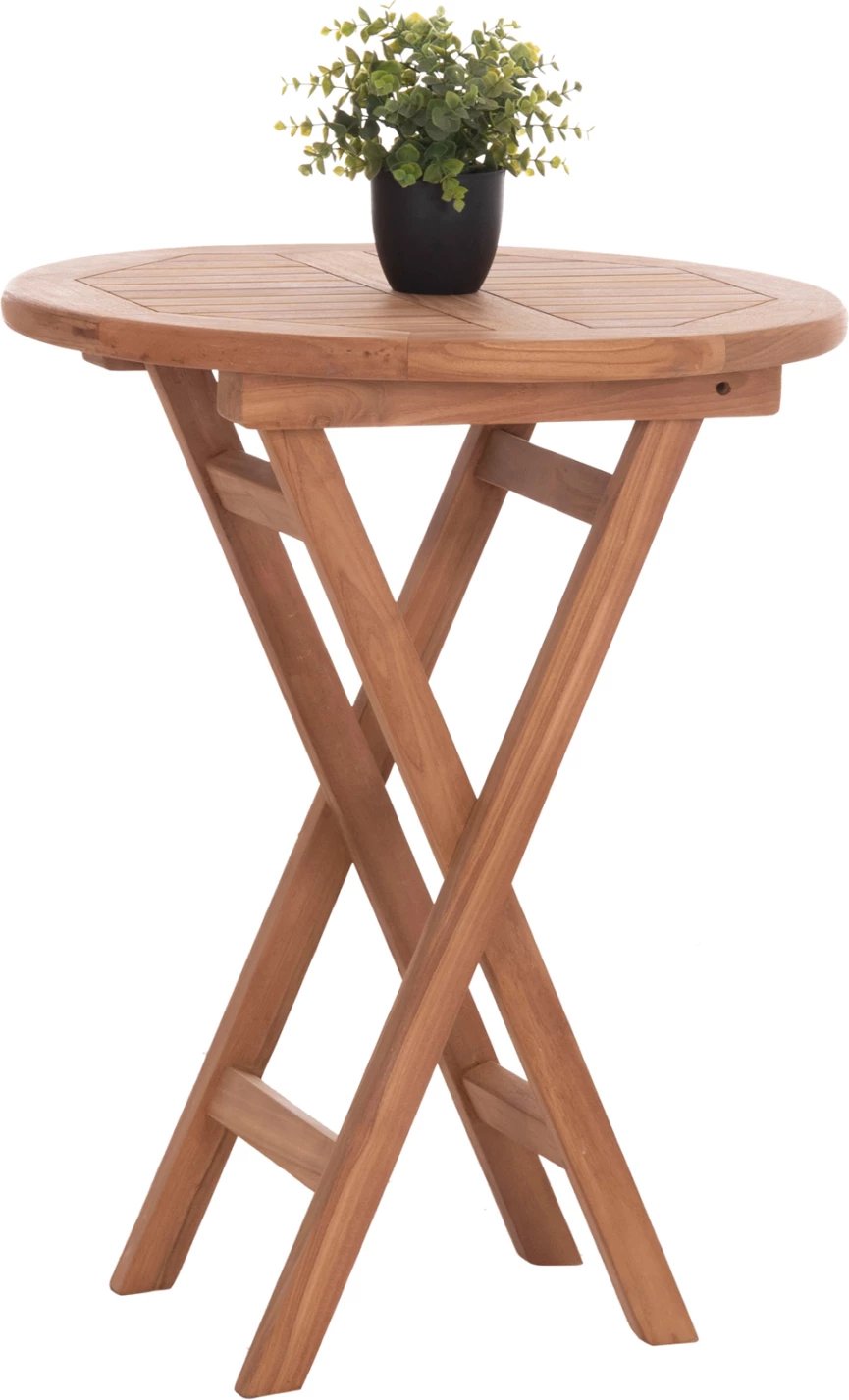 Tavolinë rrumbullake palosëse ERIS, dru tik, ngjyrë natyrale, FH18119, 60x75cm