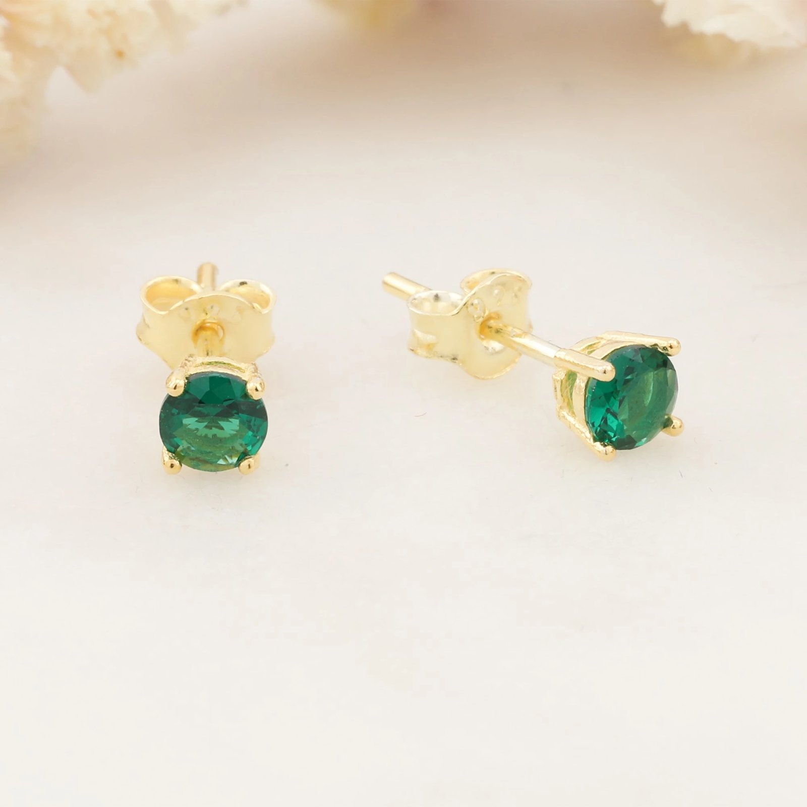 Vathë argjendi Jumeon, ngjyrë e gjelbër dhe ari, 10875YSL, 4mm