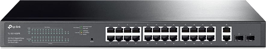 Switch TP-LINK TL-SG1428PE 28 porte Gigabit me SFP, PoE+, e zezë