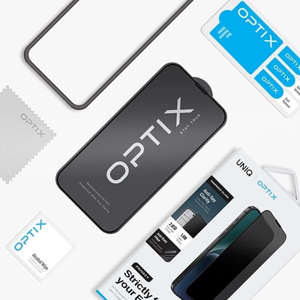 Xham mbrojtës UNIQ Optix Privacy për iPhone 15 Pro Max me aplikator