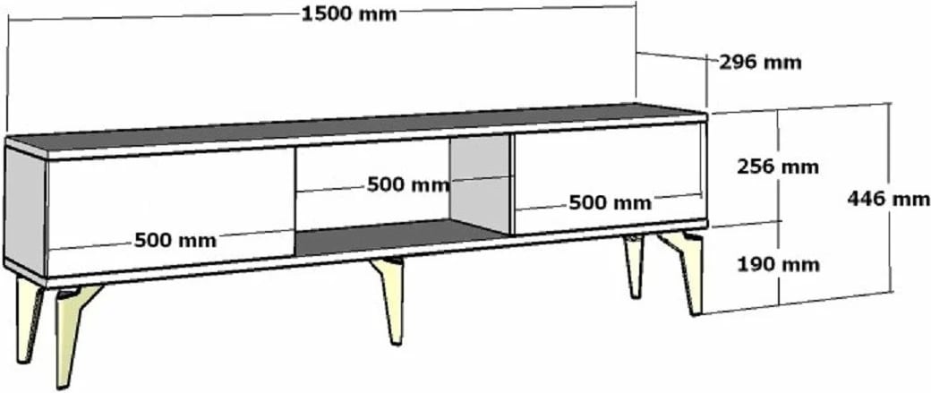 Komodë TV Skye Decor, ngjyrë viola-antracit, detaje ari