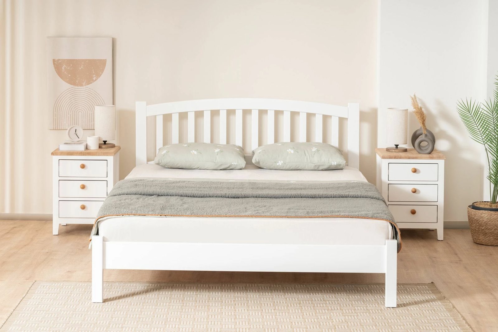 Krevat dopio Hanah Home, Nil Modern Country, 120x200 cm, i bardhë