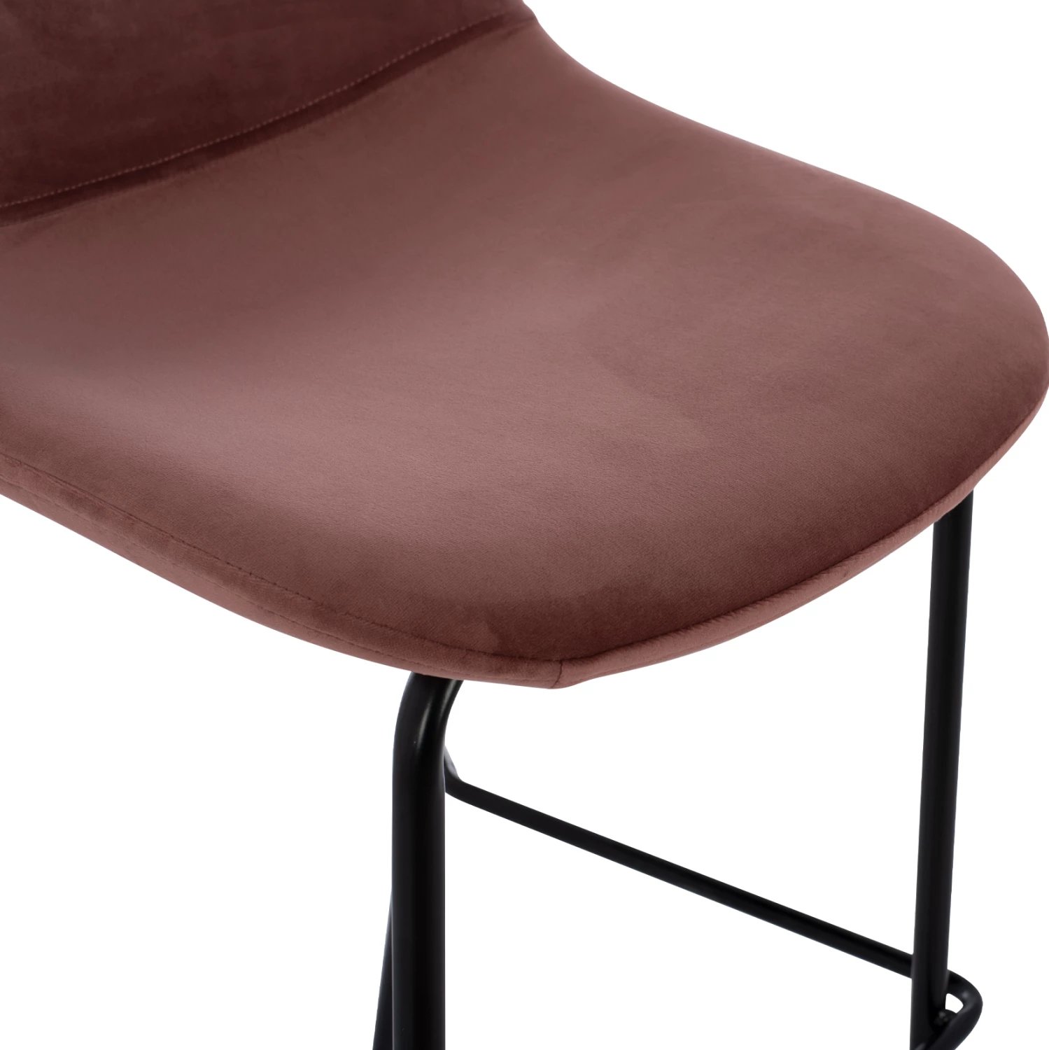 Karrige për bar Vincent, kadife ngjyrë rozë e pluhurosur dhe kornizë metali, FH8579.12, 56.5x47x106 cm, set prej 4 copash